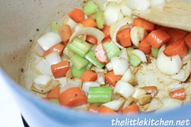 Browning the vegetables