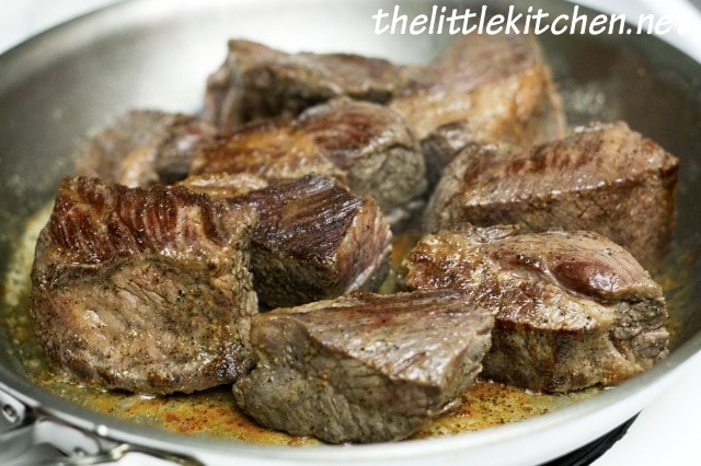 Browning the short ribs