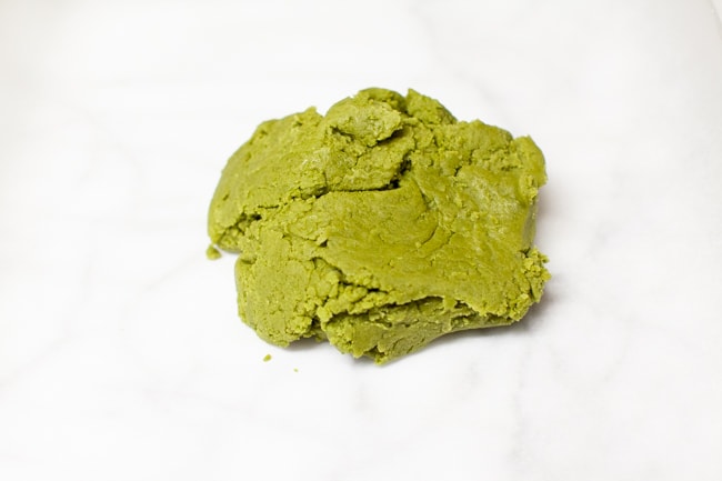Matcha Cookies from thelittlekitchen.net Matcha Cookie dough on marble baking slab from thelittlekitchen.net