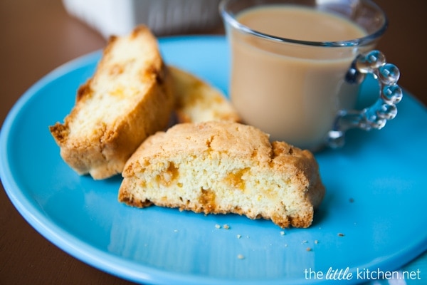 Meyer Lemon and White Chocolate Biscotti from The Little Kitchen