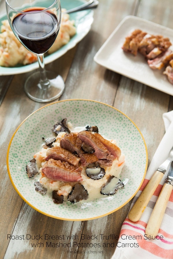 Roast Duck Breast with Black Truffle Cream Sauce with Mashed Potatoes and Carrots from thelittlekitchen.net Roast Duck Breast with Black Truffle Cream Sauce with Mashed Potatoes and Carrots from thelittlekitchen.net