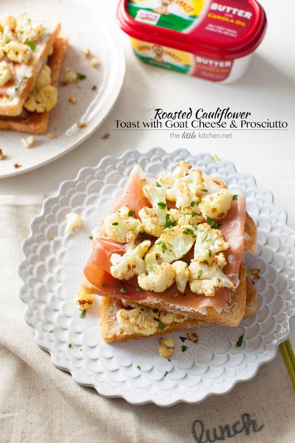 So easy to make...the flavors of the roasted cauliflower go so well well with butter, goat cheese & prosciutto! Roasted Cauliflower Toast with Goat Cheese & Prosciutto from thelittlekitchen.net So easy to make...the flavors of the roasted cauliflower go so well well with butter, goat cheese & prosciutto! Roasted Cauliflower Toast with Goat Cheese & Prosciutto from thelittlekitchen.net