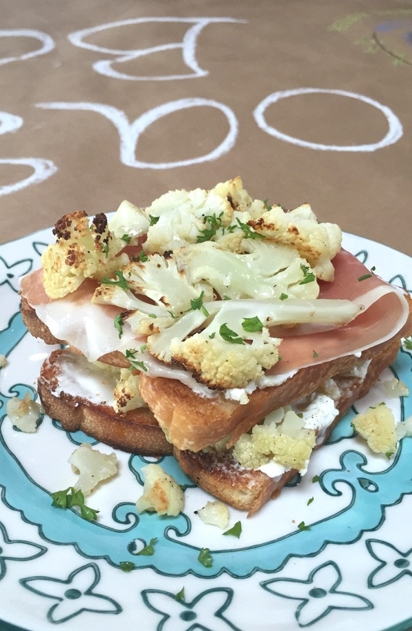 So easy to make...the flavors of the roasted cauliflower go so well well with butter, goat cheese & prosciutto! Roasted Cauliflower Toast with Goat Cheese & Prosciutto from thelittlekitchen.net So easy to make...the flavors of the roasted cauliflower go so well well with butter, goat cheese & prosciutto! Roasted Cauliflower Toast with Goat Cheese & Prosciutto from thelittlekitchen.net