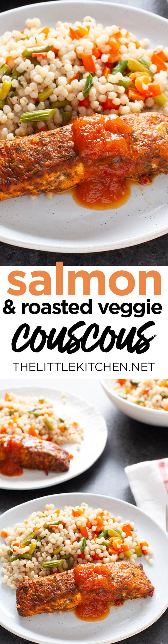 Salmon with Roasted Vegetable Couscous from thelittlekitchen.net Salmon with Roasted Vegetable Couscous from thelittlekitchen.net