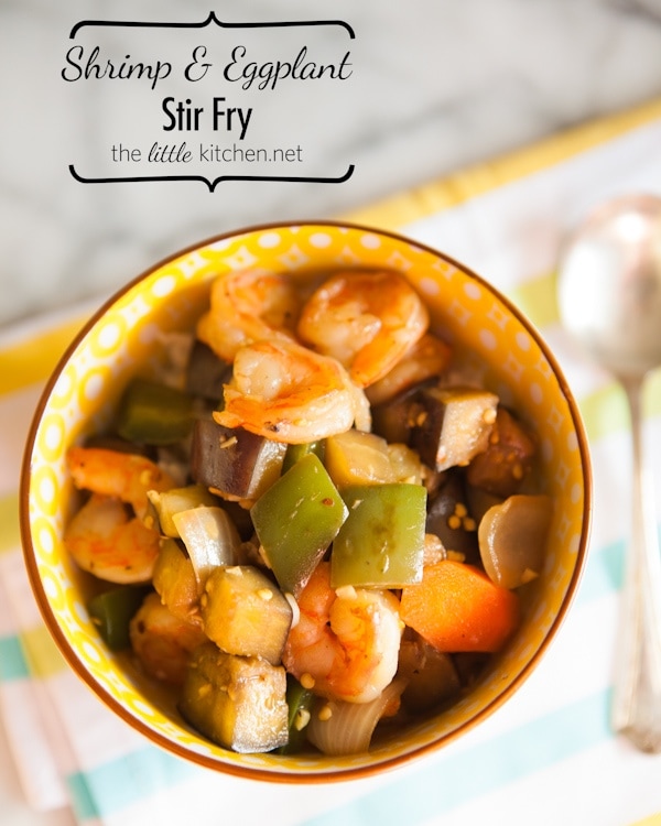 Shrimp and Eggplant Stir Fry from The Little Kitchen Shrimp and Eggplant Stir Fry