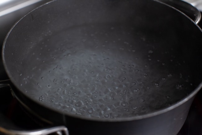 Stuffed Bagel Bites from thelittlekitchen.net a pot of boiling water with baking soda