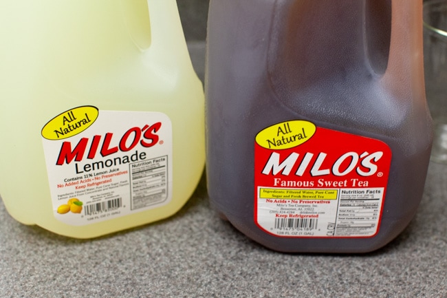 Sweet Tea with Vodka and Lemonade from thelittlekitchen.net a jug of lemonade and a jug of sweet tea