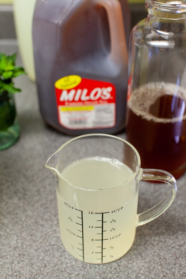 Sweet Tea with Vodka and Lemonade from thelittlekitchen.net lemonade in a glass measuring cup